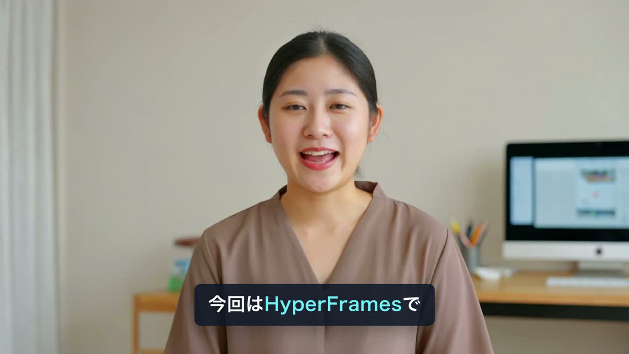 HyperFramesで自動テロップをつける